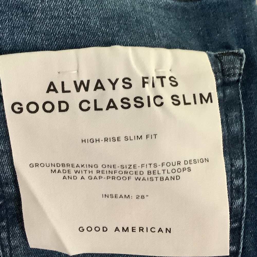 NWT Good American High-Rise Slim Jeans in Dark Blue Wash - Picture 2 of 7